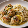 Chicken Piccata Meatballs with Cacio e Pepe