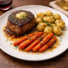 Filet Mignons with Turned Potatoes, Maple Butter Carrots and Lava Cake